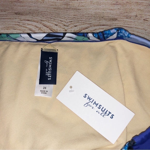 NWT Swimsuits for All Blue and Green Tropical High Waist Bikini Bottom Size 24 - Picture 3 of 9